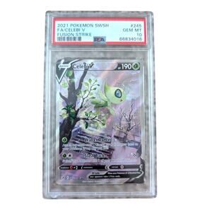 Pokemon 2021 Fa Celebi SWSH V Fusion Strike E PSA 10 245/265 Sword and Shield